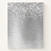Silver Brushed Metal Glitter Monogram Name Notitieboek (Achterkant)