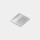 Silver Brushed Metal Glitter Monogram Name Post-it® Notes (Schuin)