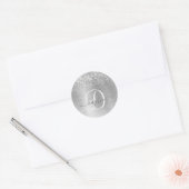 Silver Brushed Metal Glitter Monogram Name Ronde Sticker (Envelop)