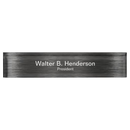 Silver Brushed Metal Graphic Executive Monogram Naambordje (Voorkant)