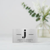 Silver Brushed Metal Letter J Monogram Hair Makeup Visitekaartje (Staand voorkant)