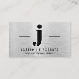 Silver Brushed Metal Letter J Monogram Hair Makeup Visitekaartje