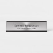 Silver Brushed Metal Look Jouw naam en functietite Bureau Naambordje (Voorkant)