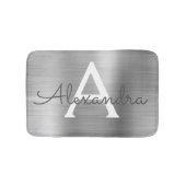 Silver Brushed Metal Monogram Name and Initiaal Badmat (Voorkant)