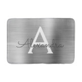 Silver Brushed Metal Monogram Name and Initiaal Badmat (Voorkant)