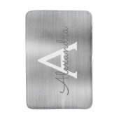 Silver Brushed Metal Monogram Name and Initiaal Badmat (Voorkant Verticaal)