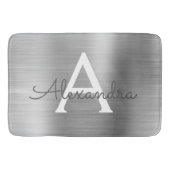 Silver Brushed Metal Monogram Name and Initiaal Badmat (Voorkant)