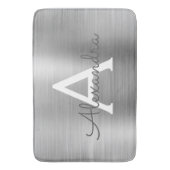 Silver Brushed Metal Monogram Name and Initiaal Badmat (Voorkant Verticaal)