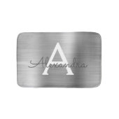 Silver Brushed Metal Monogram Name and Initiaal Badmat (Voorkant)
