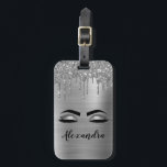 Silver Brushed Metal Monogram Name and Initiaal Bagagelabel<br><div class="desc">Silver Faux Folie Metallic Sparkle Glitter Brushed Metal Monogram Name and Initiaal Eyelashes (Lashes), Eyelash Extensions and Eyes Luggage of Bag Name Tag. Het ontwerp maakt het perfecte mooie cadeau van 16 jaar, bruiloft, vrijgezellenfeest, verjaardag, baby shower of vrijgezellenfeest voor iemand die op zoek is naar een trendy coole stijl....</div>