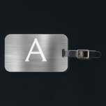 Silver Brushed Metal Monogram Name and Initiaal Bagagelabel<br><div class="desc">Luxury Silver Borhed Metal Folie Monogram Naam en Bagagelabel Initiaal. Dit label is perfect voor Terug naar School,  Werk of Reizen.</div>