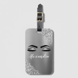 Silver Brushed Metal Monogram Name and Initiaal Bagagelabel