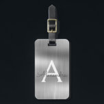 Silver Brushed Metal Monogram Name and Initiaal Bagagelabel<br><div class="desc">Silver Brushed Metal Folie Monogram Naam en Initiaal Bagagelabel. Dit label is ideaal voor terug naar school,  werk of reizen.</div>