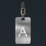 Silver Brushed Metal Monogram Name and Initiaal Bagagelabel<br><div class="desc">Silver Brushed Metal Folie Monogram Naam en Initiaal Bagagelabel. Dit label is ideaal voor terug naar school,  werk of reizen.</div>