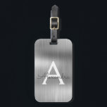 Silver Brushed Metal Monogram Name and Initiaal Bagagelabel<br><div class="desc">Silver Brushed Metal Folie Monogram Naam en Initiaal Bagagelabel. Dit label is ideaal voor terug naar school,  werk of reizen.</div>