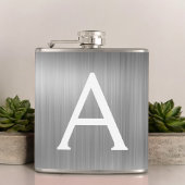 Silver Brushed Metal Monogram Name and Initiaal Heupfles