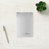 Silver Brushed Metal Monogram Name Luxury Post-it® Notes (Kantoor)