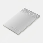 Silver Brushed Metal Monogram Name Luxury Post-it® Notes (Schuin)