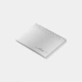 Silver Brushed Metal Monogram Name Post-it® Notes (Schuin)