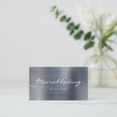 Silver Brushed Metal Script Microblading Visitekaartje (Staand voorkant)