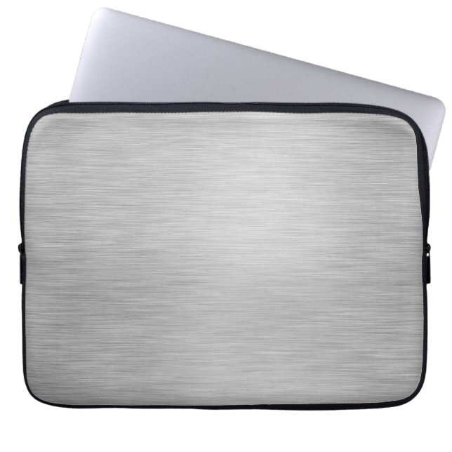 SILVER BRUSHED STEEL AFGEDRUKT LAPTOP SLEEVE (Voorkant)