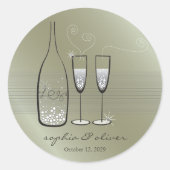 Silver Bubble Champagne Cheers Elegant Wedding Ronde Sticker (Voorkant)