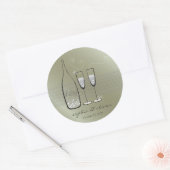 Silver Bubble Champagne Cheers Elegant Wedding Ronde Sticker (Envelop)