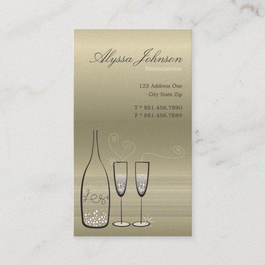 Silver Bubbles Champagne Cheers Chic Modern Visitekaartje (Voorkant)