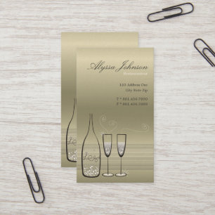 Silver Bubbles Champagne Cheers Chic Modern Visitekaartje