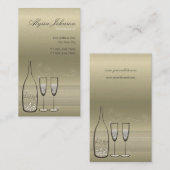 Silver Bubbles Champagne Cheers Chic Modern Visitekaartje (Voorkant / Achterkant)