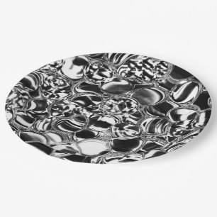 Silver bubbles with glass or metal tone papieren bordje