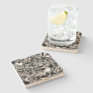 Silver bubbles with glass or metal tone stenen onderzetter