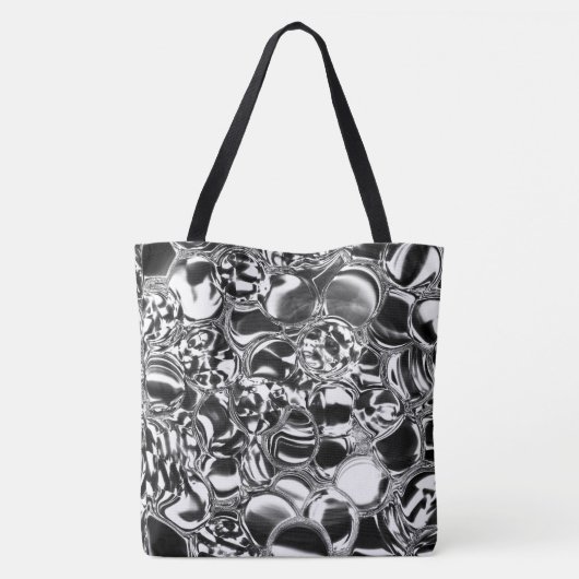 Silver bubbles with glass or metal tone tote bag (Achterkant)