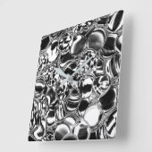 Silver bubbles with glass or metal tone vierkante klok (Hoek)
