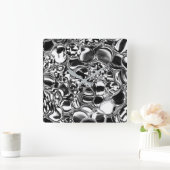 Silver bubbles with glass or metal tone vierkante klok (Huis)