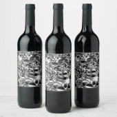 Silver bubbles with glass or metal tone wijn etiket (Flessen)