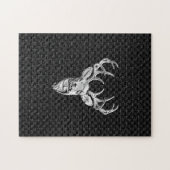 Silver Buck op koolstofvezeldecor Legpuzzel (Horizontaal)