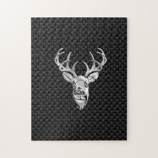 Silver Buck op koolstofvezeldecor Legpuzzel (Verticaal)