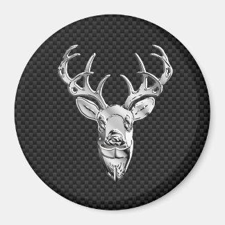 Silver Buck op koolstofvezeldecor Magneet