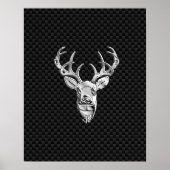 Silver Buck op koolstofvezeldecor Poster (Voorkant)