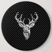 Silver Buck op koolstofvezeldecor Ronde Button 6,0 Cm (Voorkant)