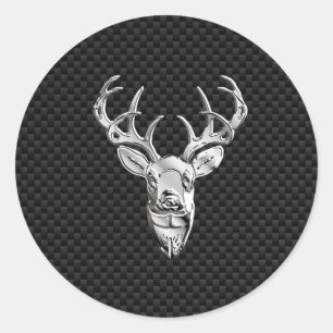 Silver Buck op koolstofvezeldecor Ronde Sticker