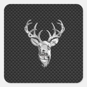 Silver Buck op koolstofvezeldecor Vierkante Sticker