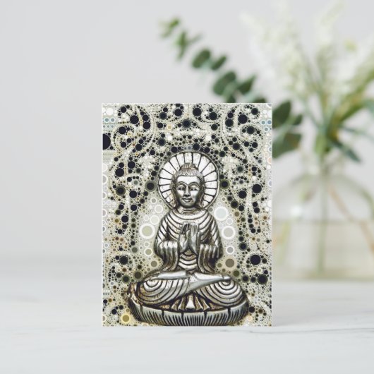 Silver Buddha Briefkaart (Staand voorkant)