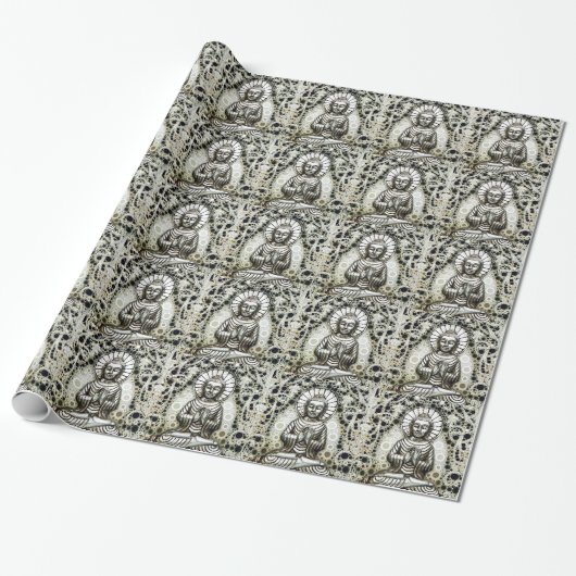 Silver Buddha Gift Wrap Cadeaupapier (Uitgerold)