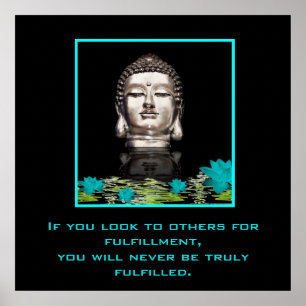 Silver Buddha Head-standbeeld met Inspirerend prij Poster