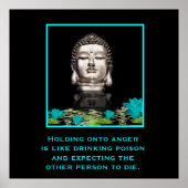 Silver Buddha Head-standbeeld met Inspirerend prij Poster (Voorkant)