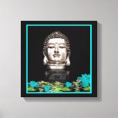 Silver Buddha Head Statue Canvas Afdruk (Voorkant)