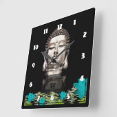 Silver Buddha Head Statue Vierkante Klok (Hoek)