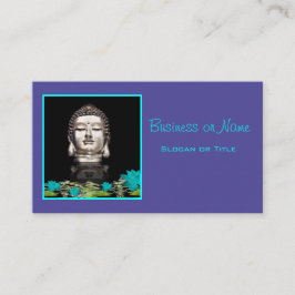Silver Buddha Head Statue Visitekaartje